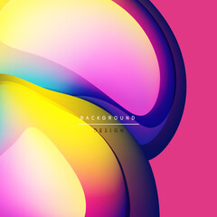 Abstract colorful layers overlap. Vibrant pink, yellow, purple hues create dynamic composition. Modern design element.