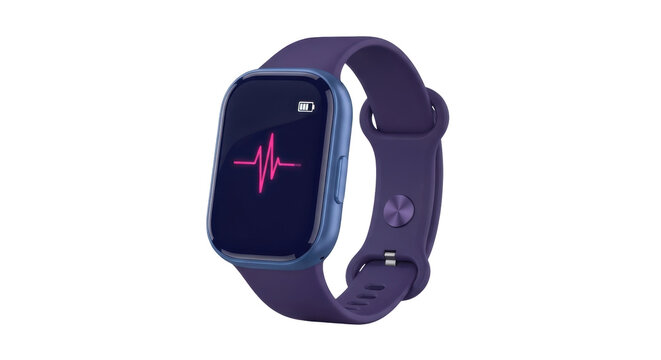 Isolated smartwatch with heart rate monitor application displays health data while wearable