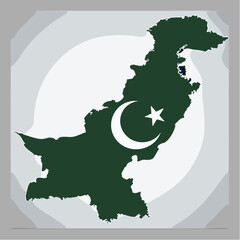 Stylized vector illustration of the map of Pakistan featuring its national flag