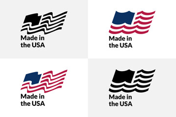 Made in USA logo icon vector. United States of America waving flag design inspiration