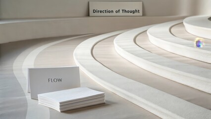 Fototapeta premium White layered structure with curved path and direction of thought