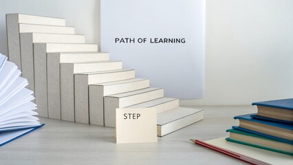 Fototapeta premium White stairs representing the concept of learning and growth