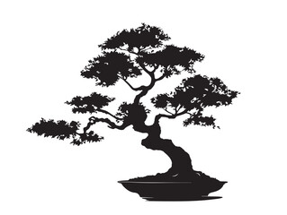 Elegant Bonsai Tree Silhouette Design for Calm Inspiration
