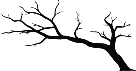 a dry branch of a dead tree against silhouette vector