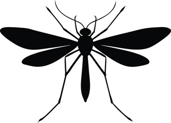 a large insect, resembling a crane flyblack silhouette vector