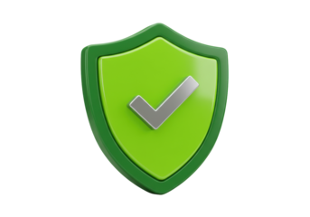 Green shield with check mark isolated PNG, security and protection concept for antivirus and data safety