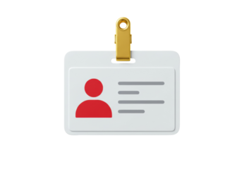 Employee ID card PNG isolated on transparent background, identification badge for business and personal use