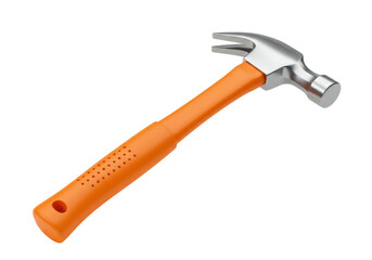 Claw hammer with orange handle isolated on transparent PNG, tool for construction and home improvement projects