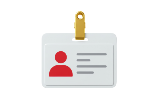 Employee ID card PNG isolated on transparent background, identification badge for business and personal use