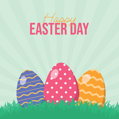 Happy easter with decorated colorful eggs background design vector illustration.