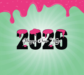 Happy New Year 2026 concept for  Ice cream splash isolated on background