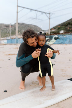 Surfs up for daddy and daughter