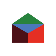 Simple Multicolored House and Letter Logo Concept