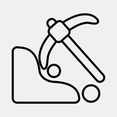Icon surface mine. Gold mining elements. Icon in line style.