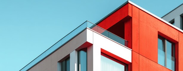 The modern architectural design featuring vibrant colors and sleek lines.