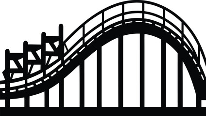  Roller coaster ride silhouette vector illustration.