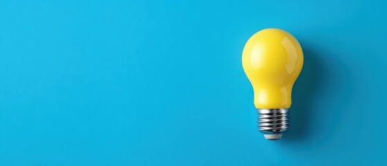 The bright yellow lightbulb on a vibrant blue background showcasing innovation.