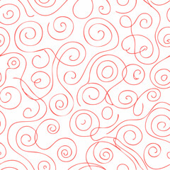 Fototapeta premium Elegant Seamless Abstract Pattern with Red Continuous Line Art. Minimalistic and playful design. Doodle Seamless Pattern with doodle for typography