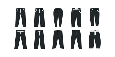 Collection of various black trousers icons