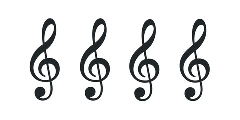 Fototapeta premium Four Black Treble Clefs Arranged Horizontally