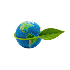 Green Leaf Hugging Planet Earth Global Ecology and Environmental Protection Concept