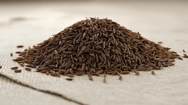 Pile of Cumin Seeds - Aromatic Spice for Culinary Delights.