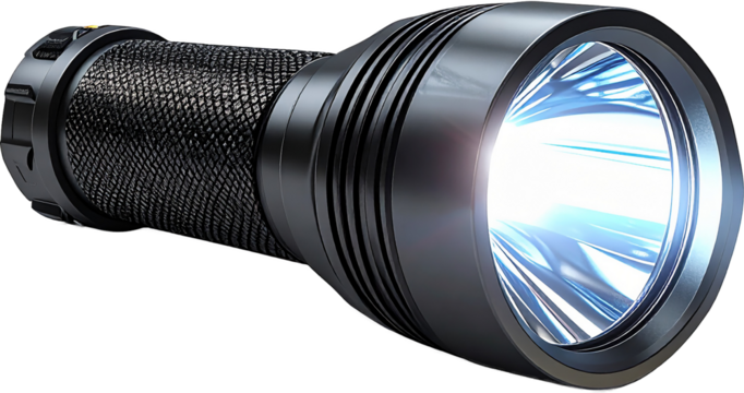 3D Render of Flashlight Isolated on White Background