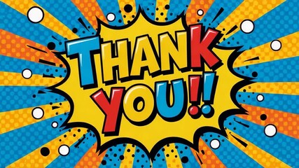 Thank you text in colorful comic explosion design - Powered by Adobe