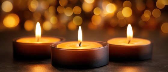 The Soft Glow of Three Candles Illuminating a Cozy Space