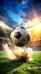 Dramatic Soccer Goal Exploding Impact in a Stadium