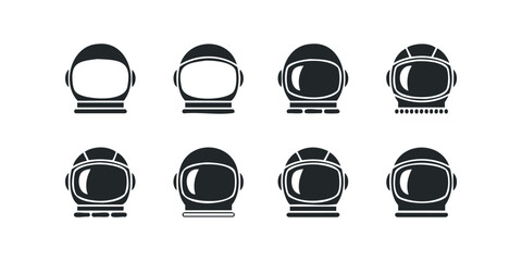 Collection of Eight Stylized Astronaut Helmet Icons