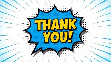 Thank you text in blue comic pop art style - Powered by Adobe