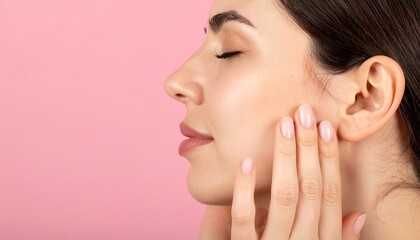 Profile portrait of a woman with perfect skin and nails