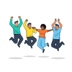 Happy People Jumping – Success Celebration Concept