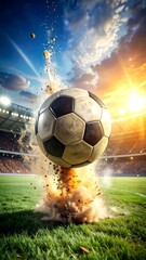 Dynamic Football Action Exploding Impact on the Field
