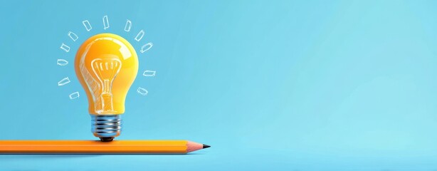 The lightbulb symbolizing creativity balancing on a vibrant pencil.