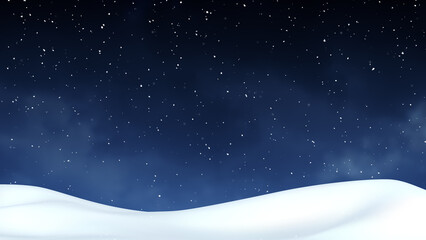 Fototapeta premium christmas and new year snow fall night sky, winter holiday cold weather with snow pile social media background 