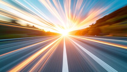 Speed of Light on the Open Road Motion Blur Captures High-Speed Journey