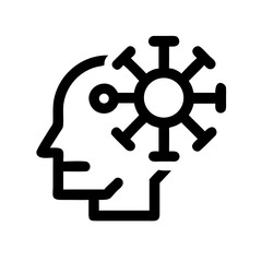 Fototapeta premium Head with virus icon, representing mental health issues