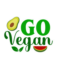 Naklejka premium Go Vegan SVG, Vegan Quote Design, Plant Based Lifestyle Vector, Eco Friendly SVG
