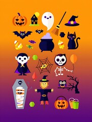 halloween icons set
