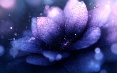 Abstract Purple Flower with Bokeh Lights, Dreamy Floral Background