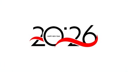 Fototapeta premium Modern futuristic 2026 logo with red swoosh and subtle text