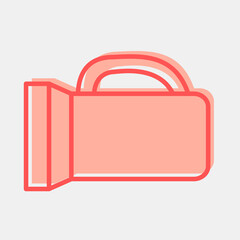 Icon flash light. Gold mining elements. Icon in two tone style.