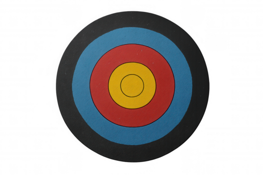 Archery target with colored concentric circles, representing aiming for success, achievement, and business goals