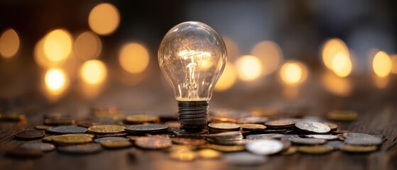 The Lightbulb Illuminating Coins Represents Innovative Financial Ideas