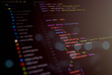 Close-up of Vite configuration file written in TypeScript for setting up plugins like React and ESLint, perfect for frontend development, modern web apps, and coding tutorials.