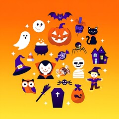 halloween icons set