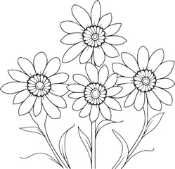 Flower Outline Art Printable Pack