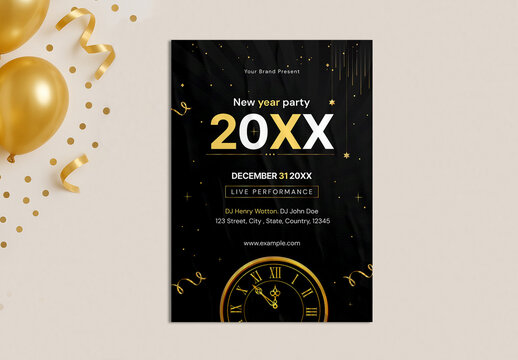 Happy New Year Celebration Party Event Flyer Template